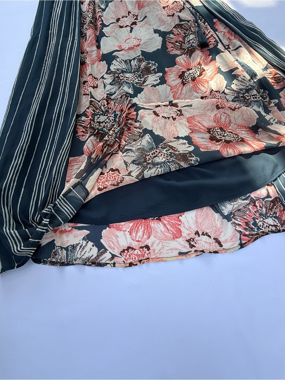 Abercrombie Floral Striped Boho Maxi Dress Small Green - Picture 7 of 10